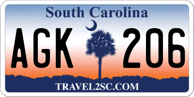 SC license plate AGK206