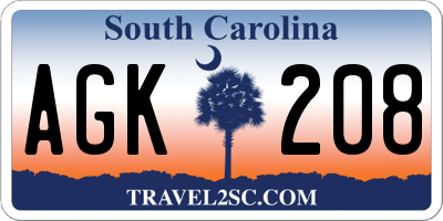 SC license plate AGK208