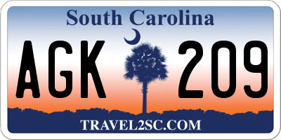 SC license plate AGK209