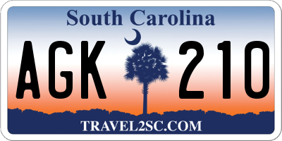 SC license plate AGK210