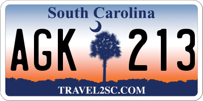 SC license plate AGK213