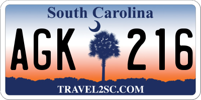 SC license plate AGK216