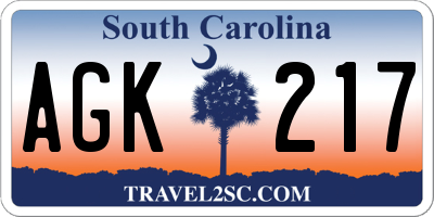 SC license plate AGK217