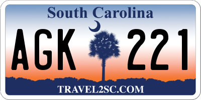 SC license plate AGK221