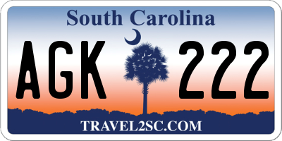 SC license plate AGK222