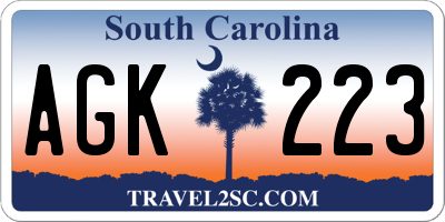 SC license plate AGK223