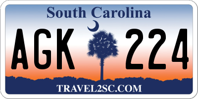 SC license plate AGK224