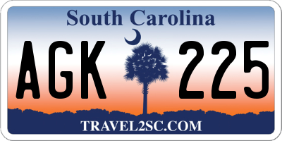SC license plate AGK225