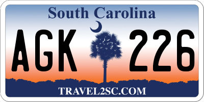 SC license plate AGK226