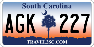 SC license plate AGK227