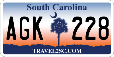 SC license plate AGK228