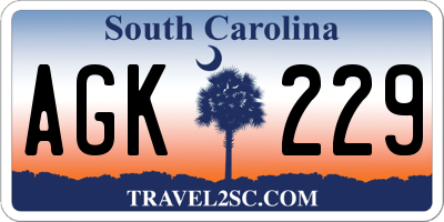 SC license plate AGK229