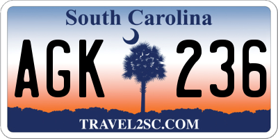 SC license plate AGK236