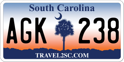 SC license plate AGK238