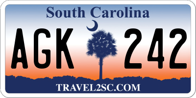 SC license plate AGK242