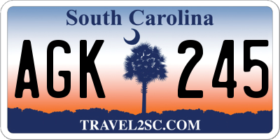SC license plate AGK245