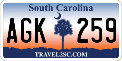 SC license plate AGK259