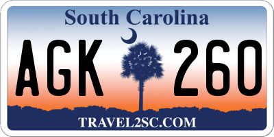SC license plate AGK260