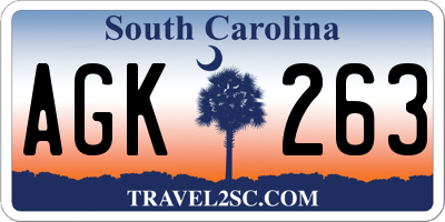 SC license plate AGK263