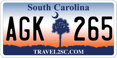 SC license plate AGK265