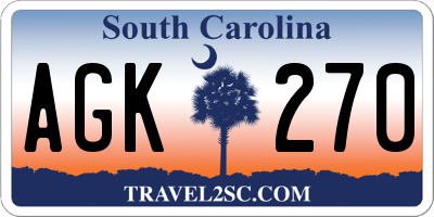 SC license plate AGK270