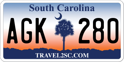 SC license plate AGK280