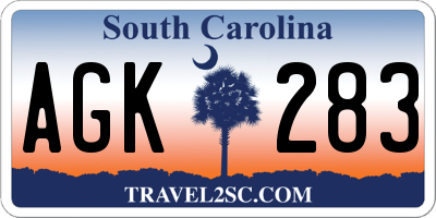 SC license plate AGK283