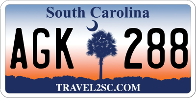 SC license plate AGK288
