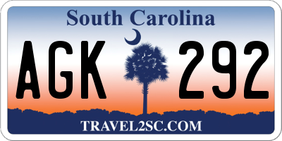 SC license plate AGK292