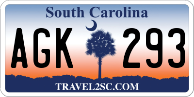 SC license plate AGK293