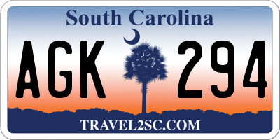 SC license plate AGK294