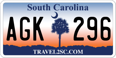 SC license plate AGK296