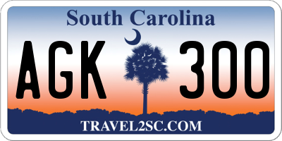 SC license plate AGK300