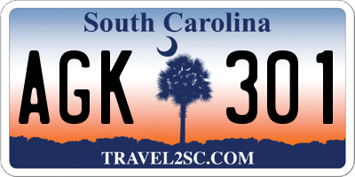 SC license plate AGK301