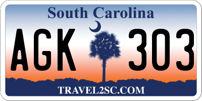 SC license plate AGK303