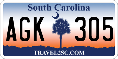 SC license plate AGK305