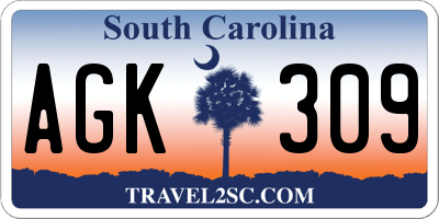 SC license plate AGK309