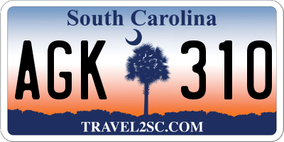 SC license plate AGK310