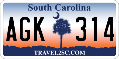 SC license plate AGK314