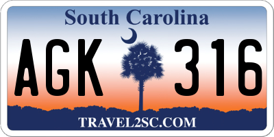 SC license plate AGK316