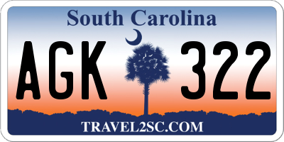 SC license plate AGK322