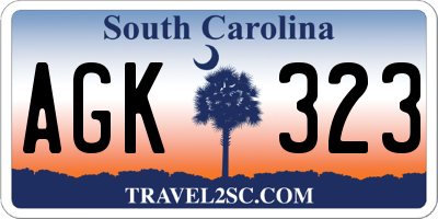 SC license plate AGK323