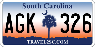 SC license plate AGK326