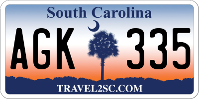 SC license plate AGK335