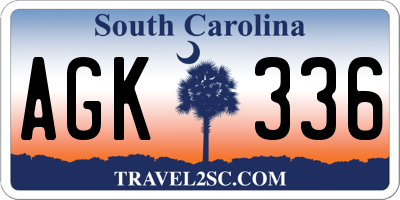SC license plate AGK336