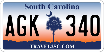 SC license plate AGK340