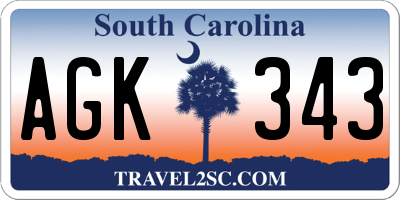 SC license plate AGK343