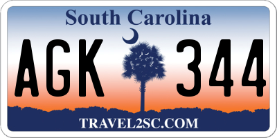SC license plate AGK344