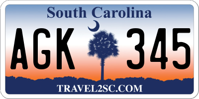 SC license plate AGK345