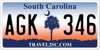 SC license plate AGK346